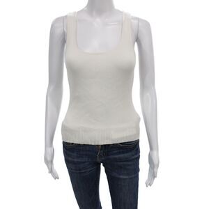 Line Womens White Sleeveless Camisole Round Neck Zip Viscose Blend Size S